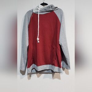 REGENBOGEN 3XL Sweatshirt Hoodie Coat Double Hood Quilted Maroon Gray Insulated